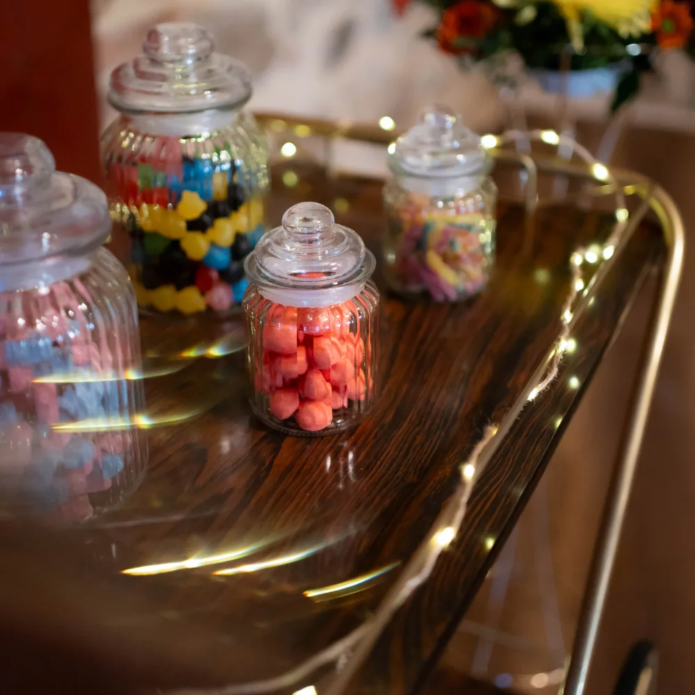 bonbonnières en verre pour candy bar, bar à bonbons