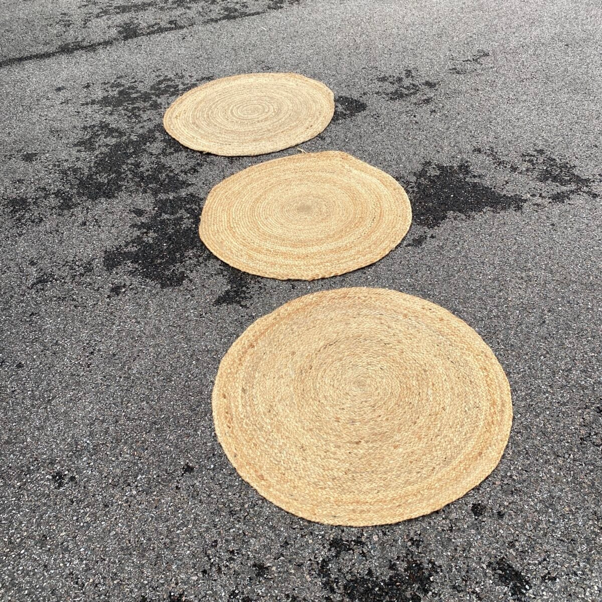 Lot de 3 tapis rond en jute