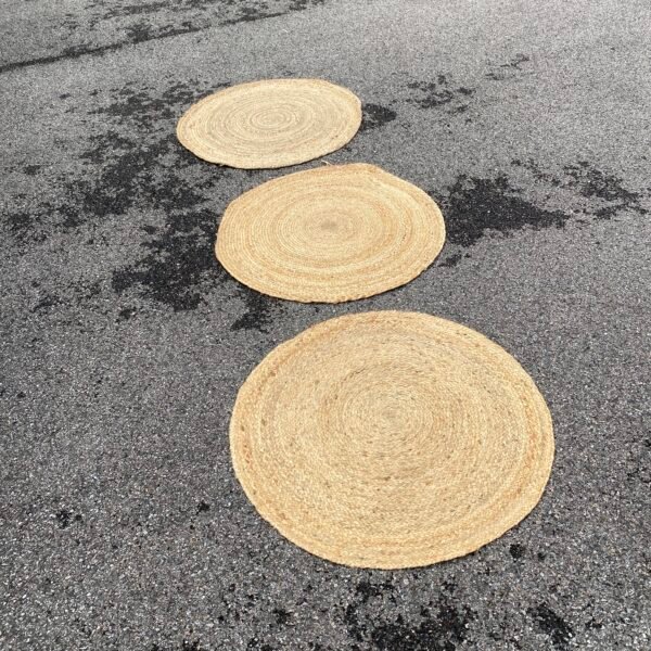Lot de 3 tapis rond en jute