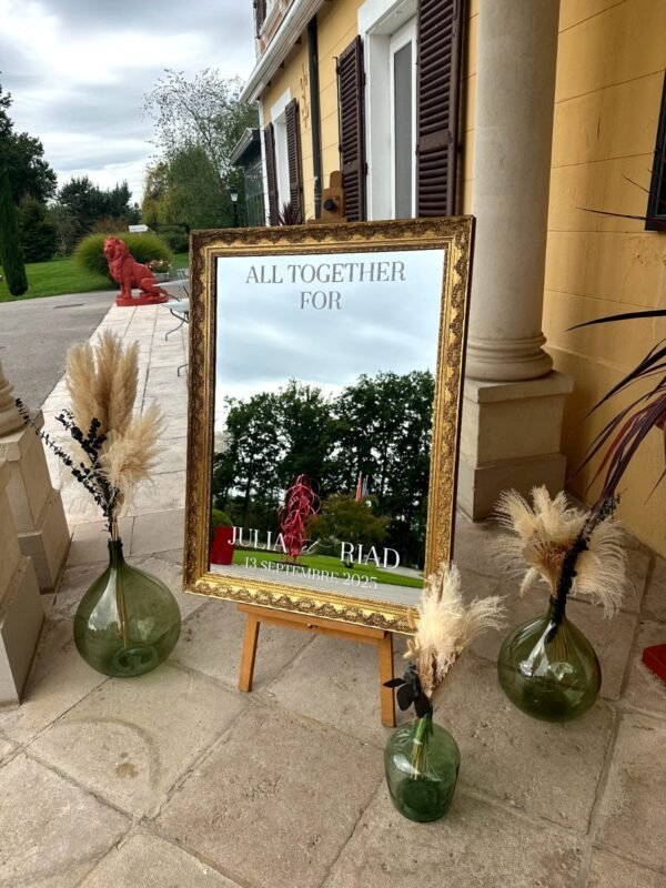 miroir de bienvenue personnalisé pour un mariage
