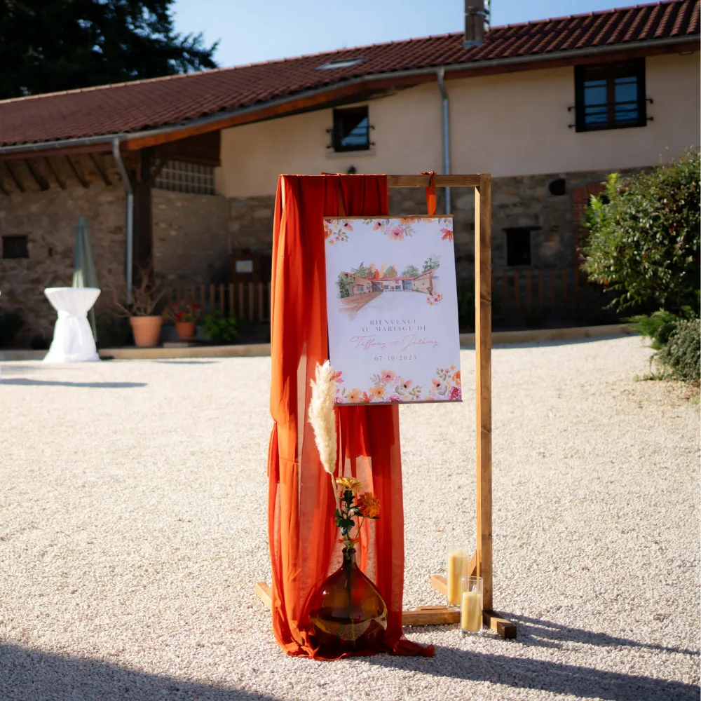 cadre portique en bois panneau de bienvenue