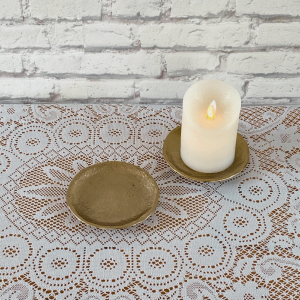 Coupelle support de bougie dorée