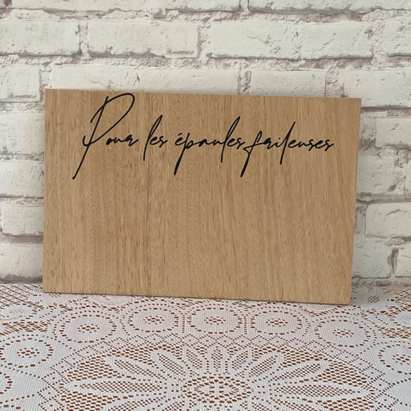 Panneau en bois à message 'pour les épaules frileuses'