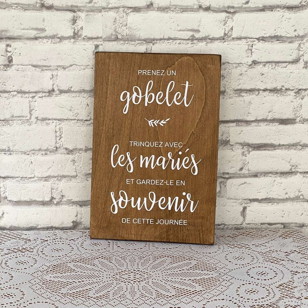 panneau prenez un gobelet Panneau en bois 'prenez un gobelet'