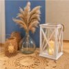 Lanterne en bois blanche avec bougie led