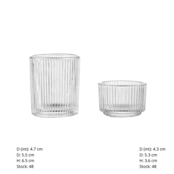 porte bougie en verre Photophore en verre strié (2 tailles)