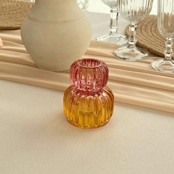 Chandelier en verre rose et orange