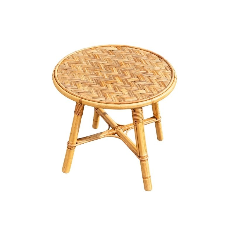 table basse en rotin Table basse ronde en rotin tressé