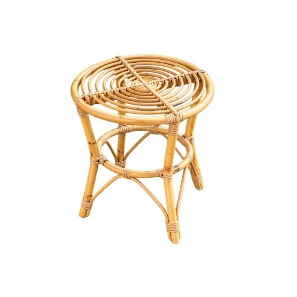Table basse ronde en rotin naturel